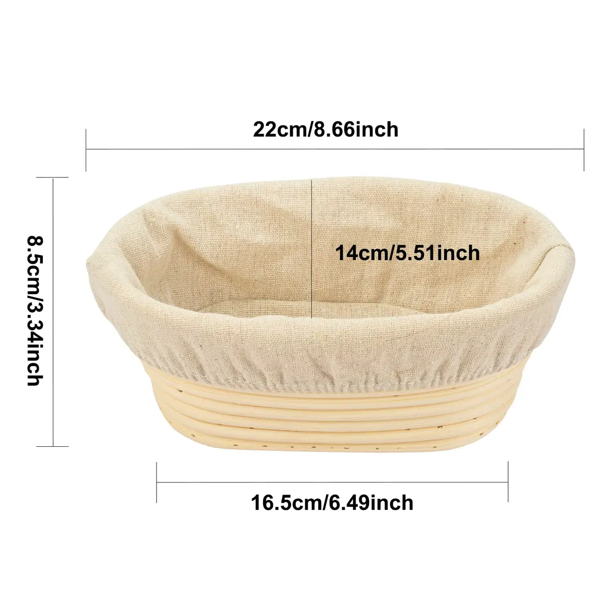 Stormshopping 8 inch Oval Bread Proofing Basket & Liner | Professional & Home Use - view 3