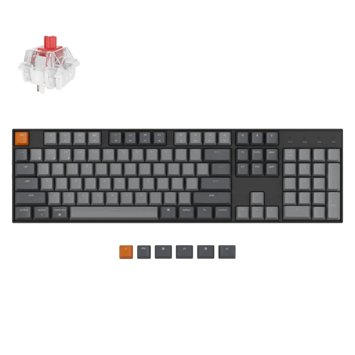 Keychron K10 Full Size Mechanical Gaming Keyboard with White LED Backlight | Mac & Windows Compatible, Super Red Switches, Bluetooth 5.1 & USB-C Wired - main product image