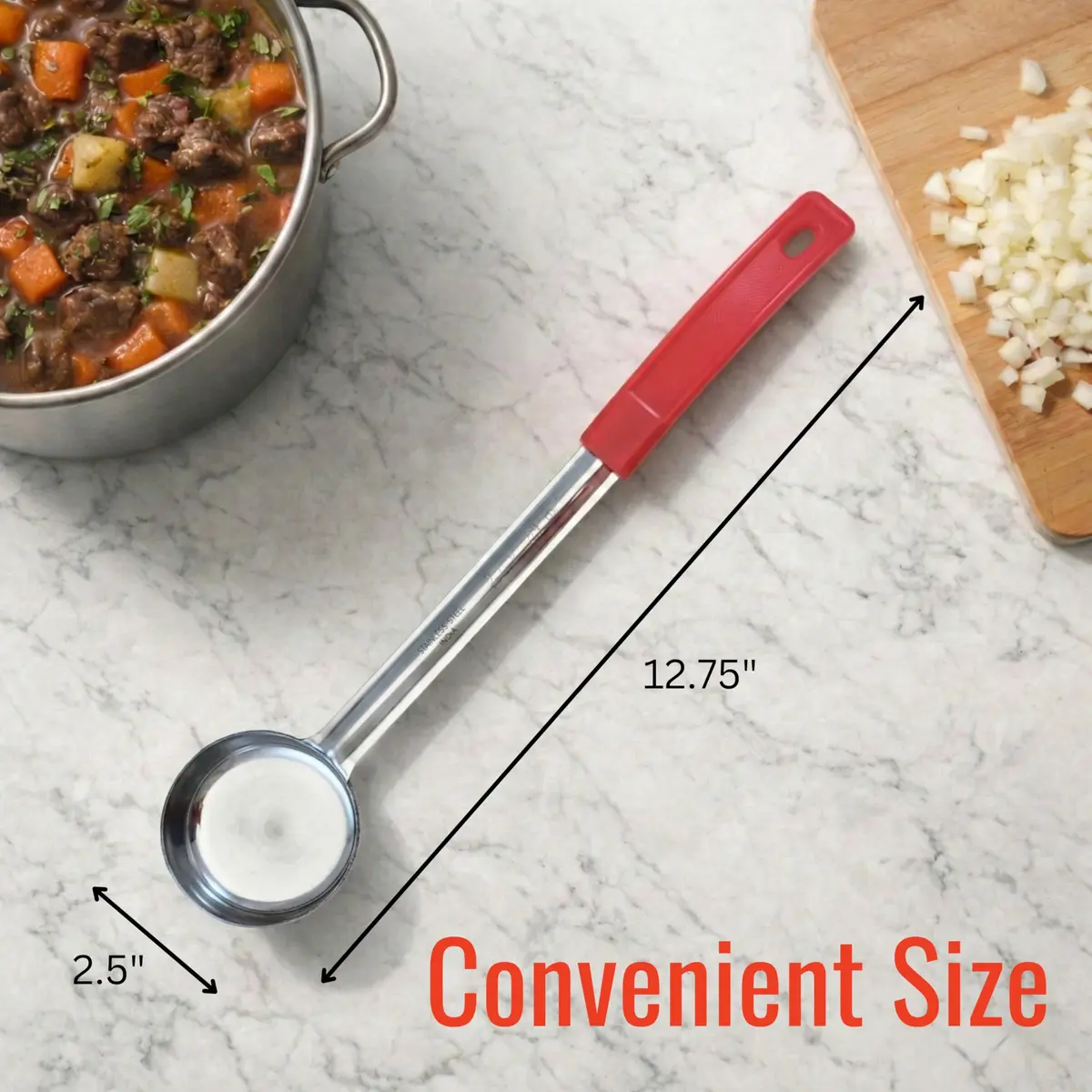 Habanerofire 2 oz Solid Stainless Steel Portion Control Ladle Spoodle - Pack of 2 | Commercial Grade for Soups & Sauces - view 6