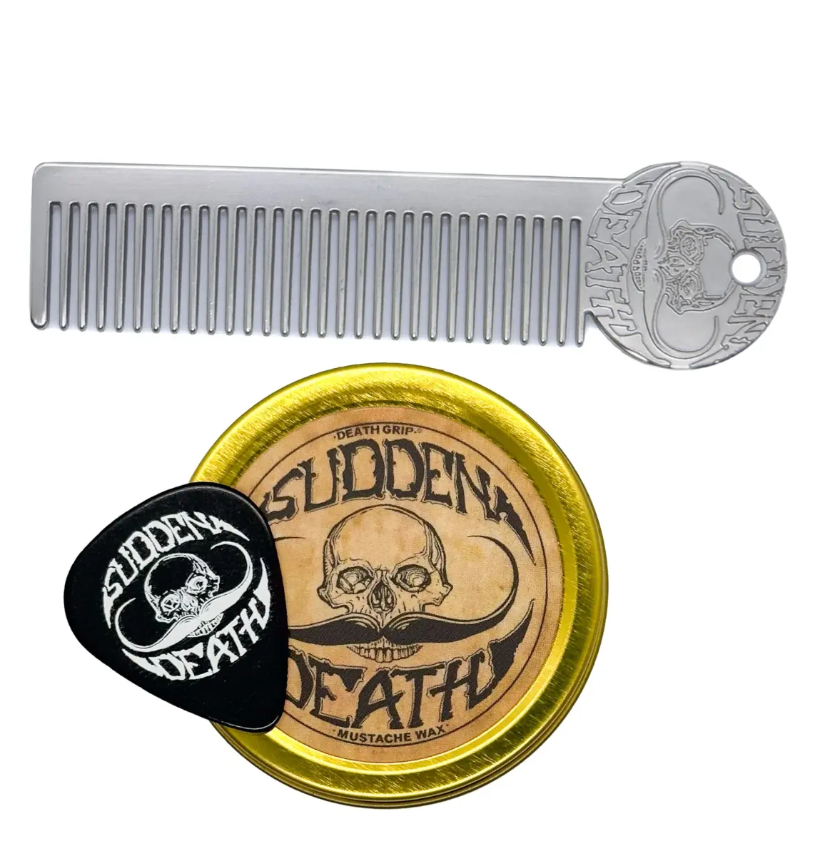 THE VINTAGE GROOMING CO. Sudden Death Mustache Wax & Comb Kit | 29.57ml (1 Fl Oz) Strong Hold - main product image