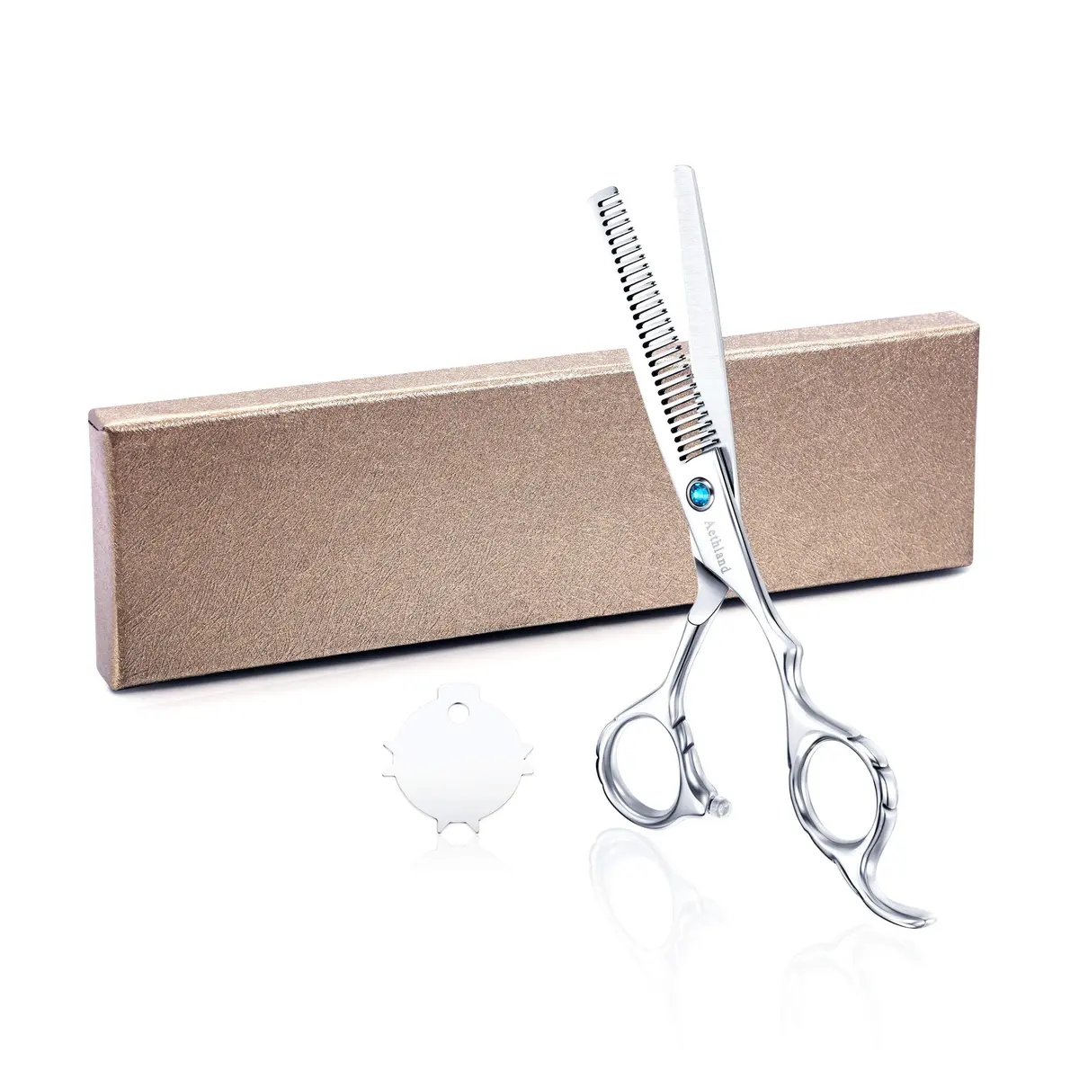 Aethland Japanese 9CR Stainless Steel Thinning Shears 6.5 Inch | Professional Barber Blending Teeth Scissors - view 3