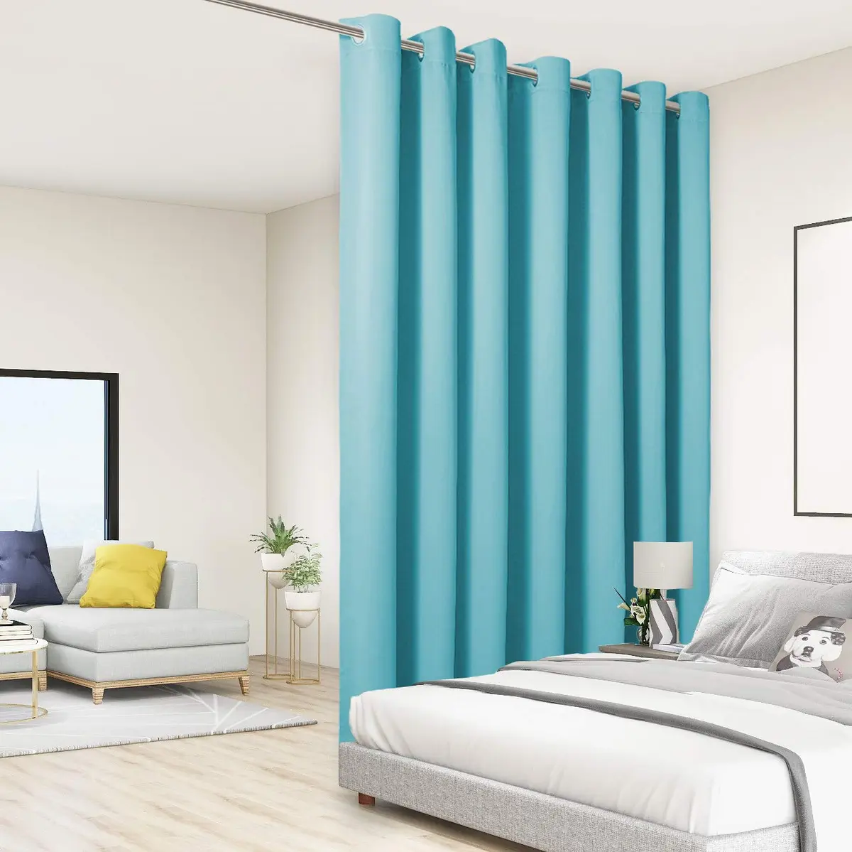 BONZER Extra Wide Room Divider Curtain Total Privacy | 96x120 inch, Blackout, Noise-Reducing, Grommet Style - main product image