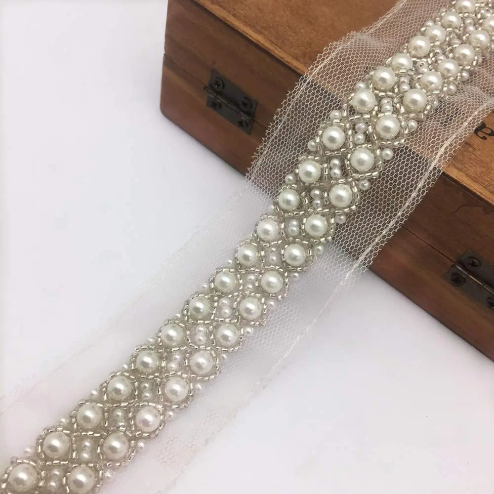 FQTANJU Decorative Ribbon Trim 5 cm Wide | Elegant Ivory Edging for Sewing & Wedding Decor - view 2