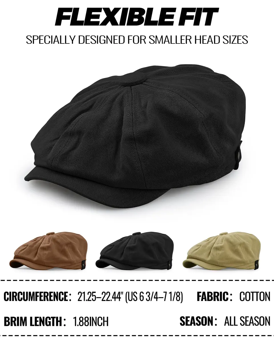 Croogo Cotton Irish Cap Fitted 22-23.6" | Classic Newsboy Style for Men & Women - view 4