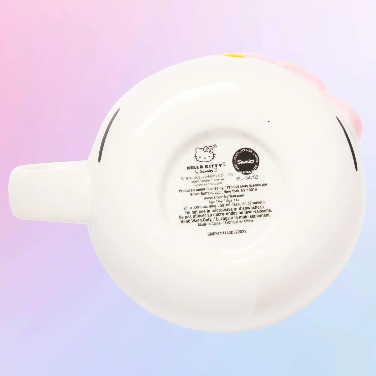 Silver Buffalo Sanrio Hello Kitty Pink Bow 20oz Mug | 3D Sculpted Ceramic, BPA-Free, Hand Wash Only - view 6
