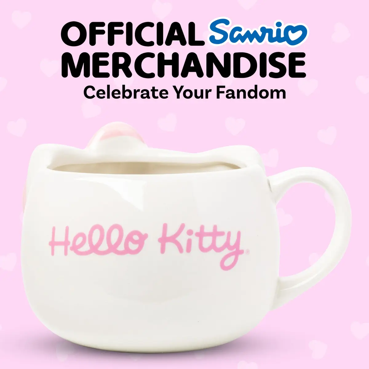 Silver Buffalo Sanrio Hello Kitty Pink Bow 20oz Mug | 3D Sculpted Ceramic, BPA-Free, Hand Wash Only - view 3