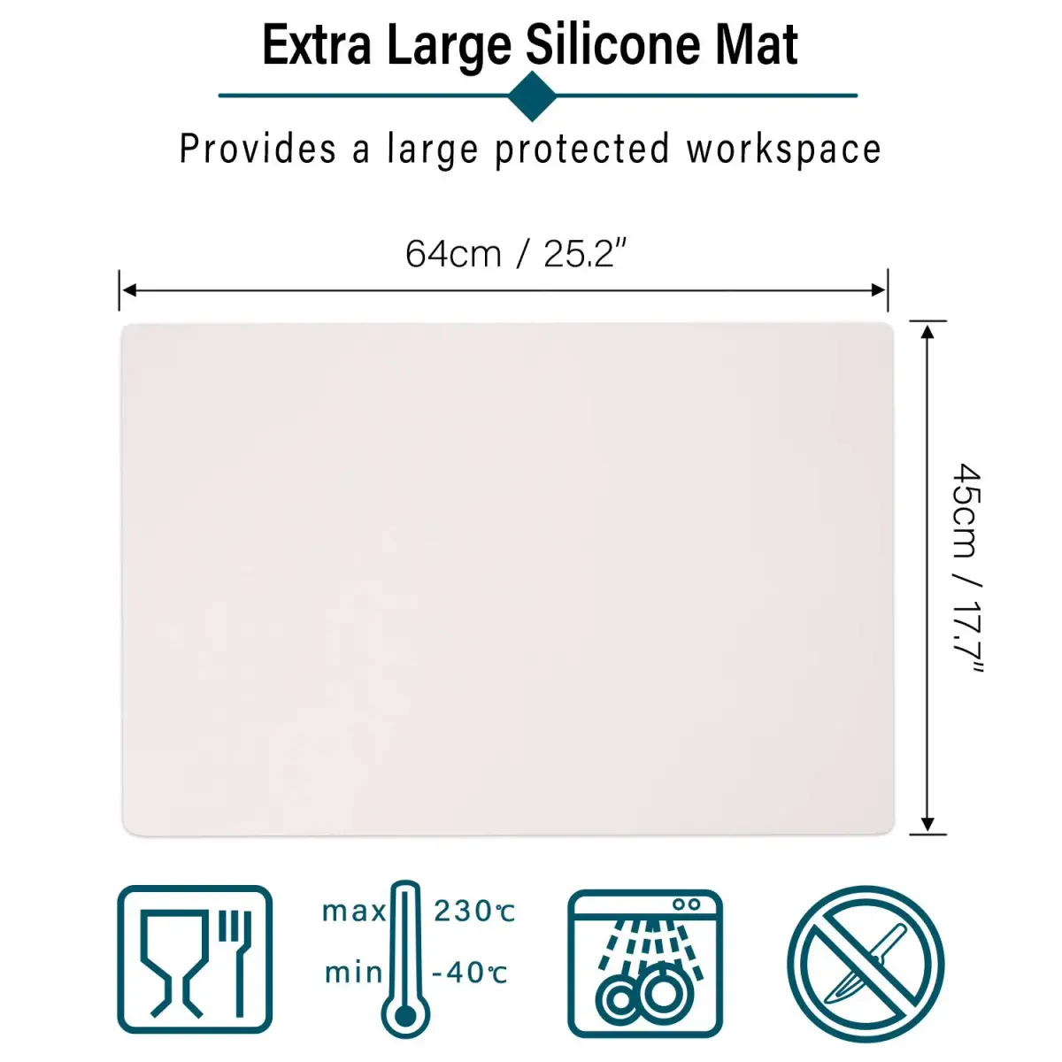 Gartful Extra Large Silicone Craft Mat 64cm x 45cm (25.2 x 17.7 inches) | Heat Resistant Nonstick Countertop Protector - view 2