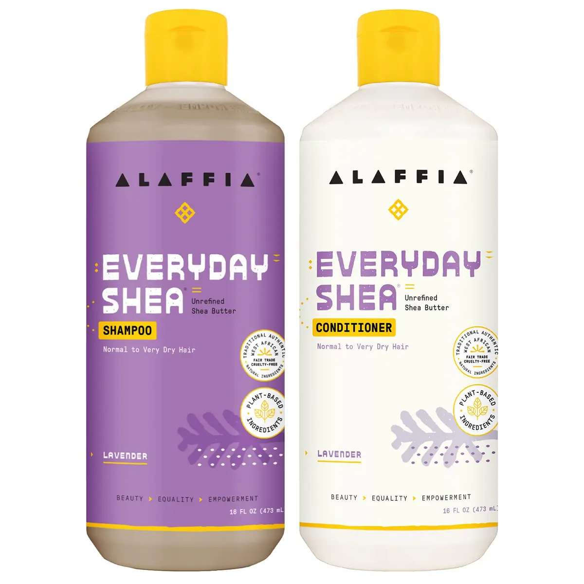 Alaffia EveryDay Shea Shampoo & Conditioner Set, Lavender, 16 Oz Ea | Moisturizes & Calms, Supports pH Balance, Cruelty-Free - main product image