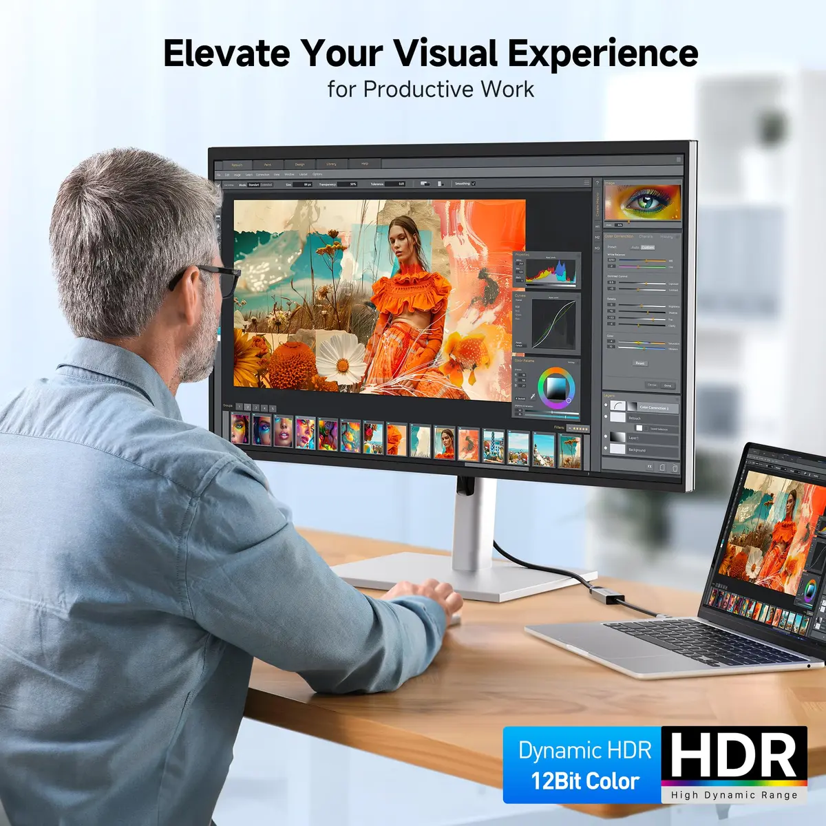Cable Matters USB-C to HDMI 2.1 Adapter 8K@60Hz | Thunderbolt 4 Compatible, Supports HDR & 4K120Hz (0.5m, Gray) - view 5