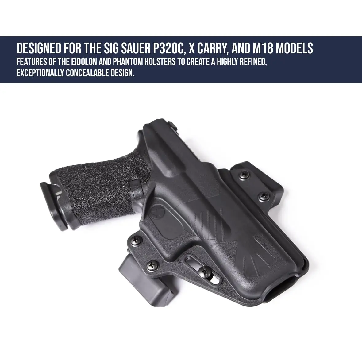 Raven Concealment Systems Perun Gun Holster Compatible with Sig Sauer P320C, X Carry, and M18 | Open Carry OWB Strongside | Black Finish - view 3