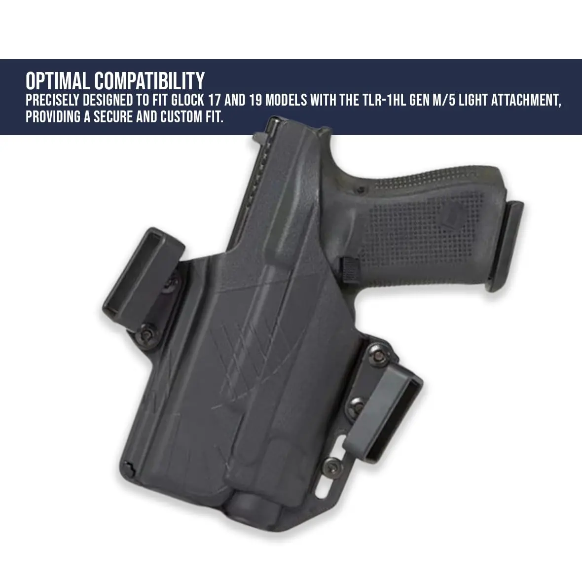 Raven Concealment Systems Perun Gun Holster for Glock 17/19 | Open Carry OWB | Black Finish | PXG9TLR1HLM/5 - view 3