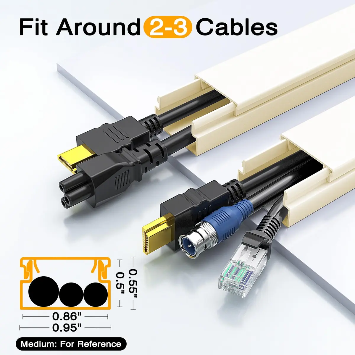 Delamu Cord Cover Wall 157in | Flame-Rated Plastic Cable Raceway for Neat Cables - view 4