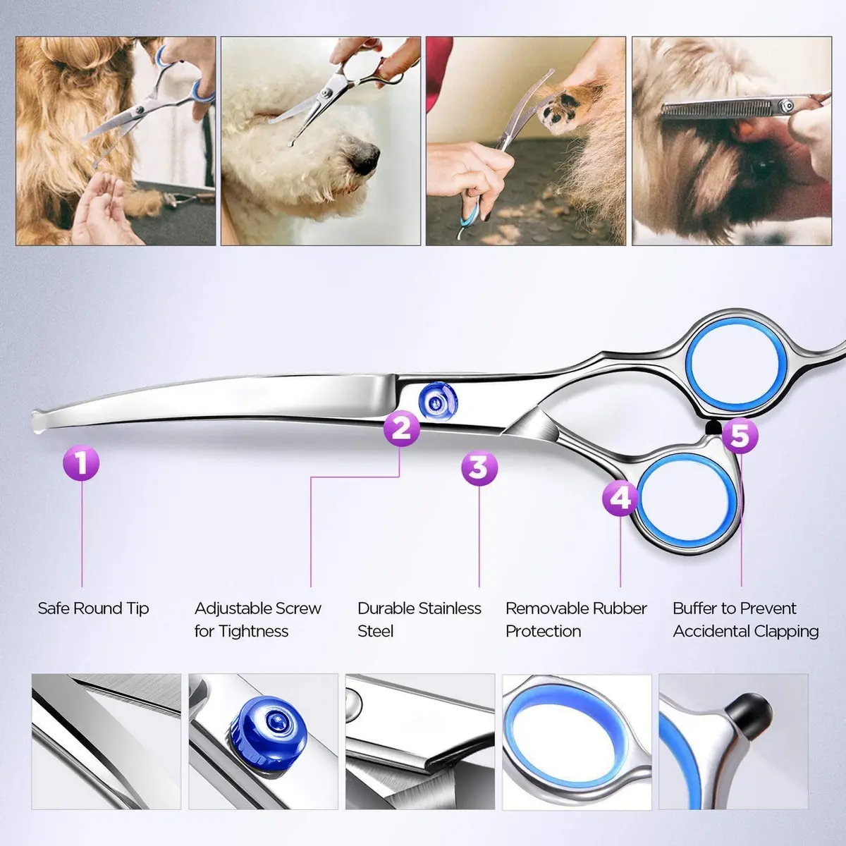Maxshop Dog Grooming Scissors Set of 3 | Professional Pet Trimmer Kit with Safety Round Tips - view 4