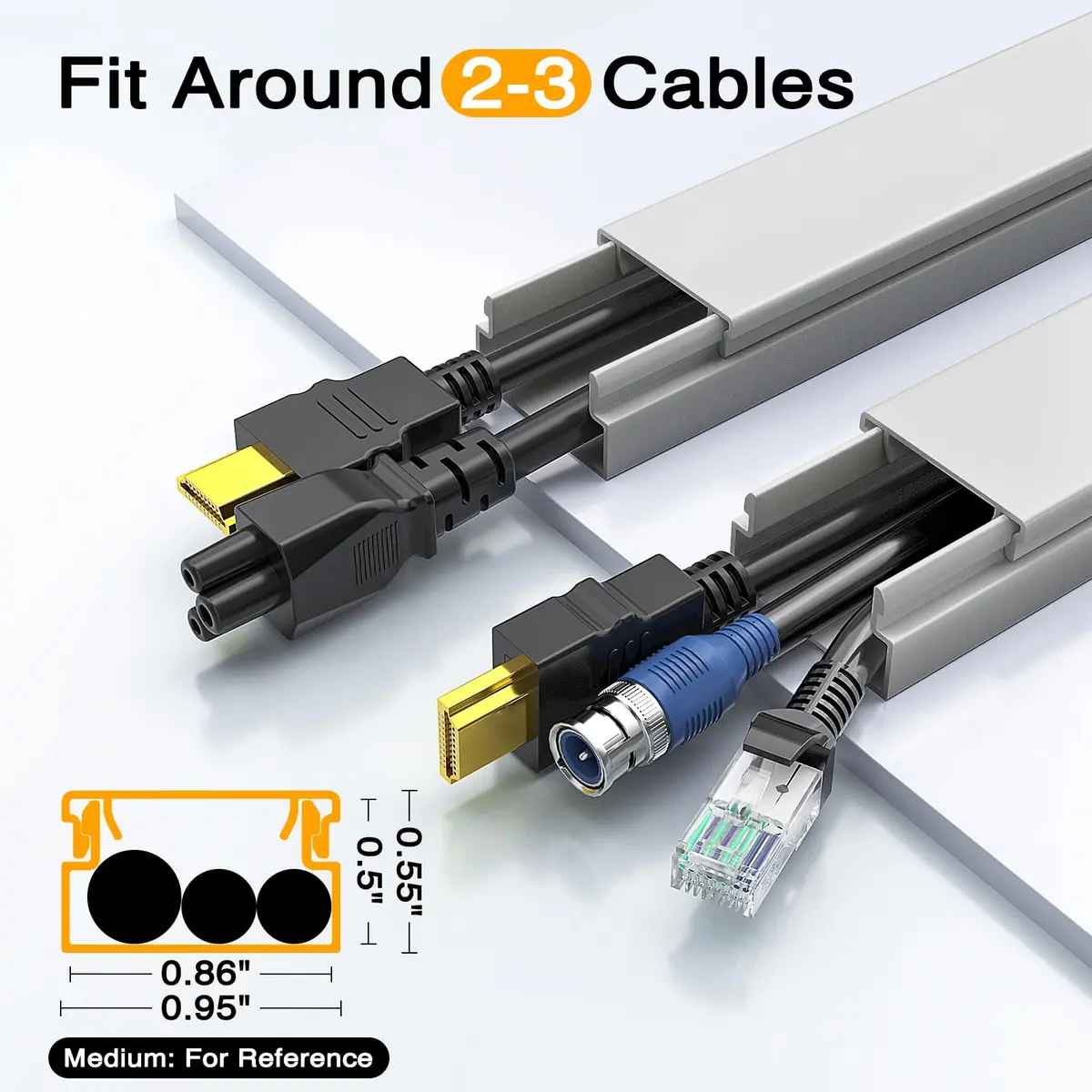 Delamu Grey Cord Hider, 157in Wall Cable Raceway for 2-3 Wires | Flammability Safe, Easy Install - view 4