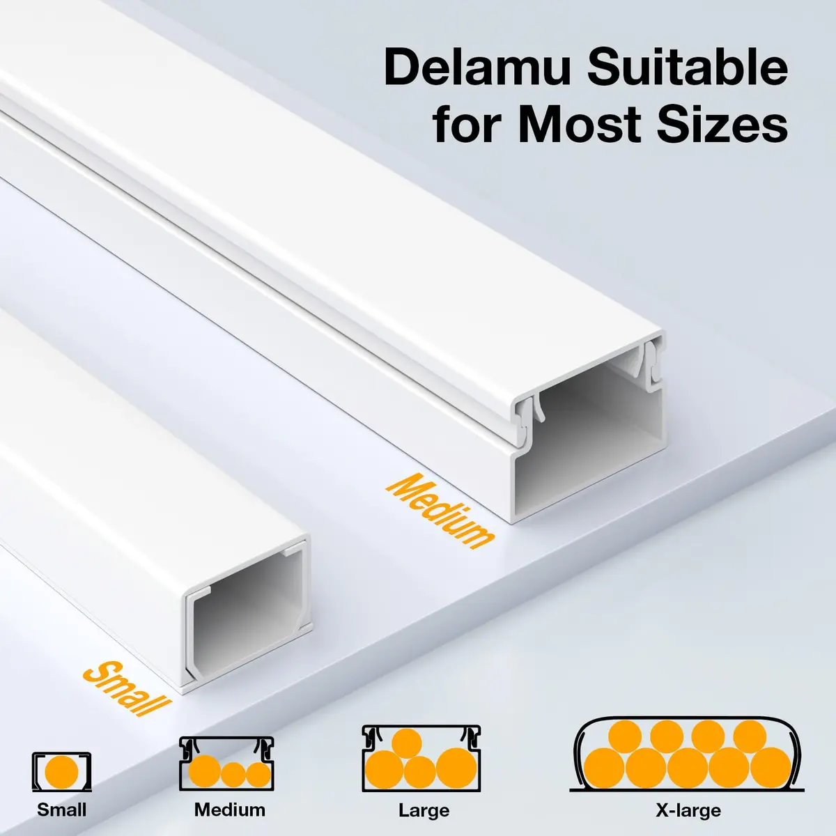 Delamu 157in Cord Hider Wall, Cable Management Raceway, Paintable Wire Cover, White | Neatly Conceal TV & Wall Wires - view 9