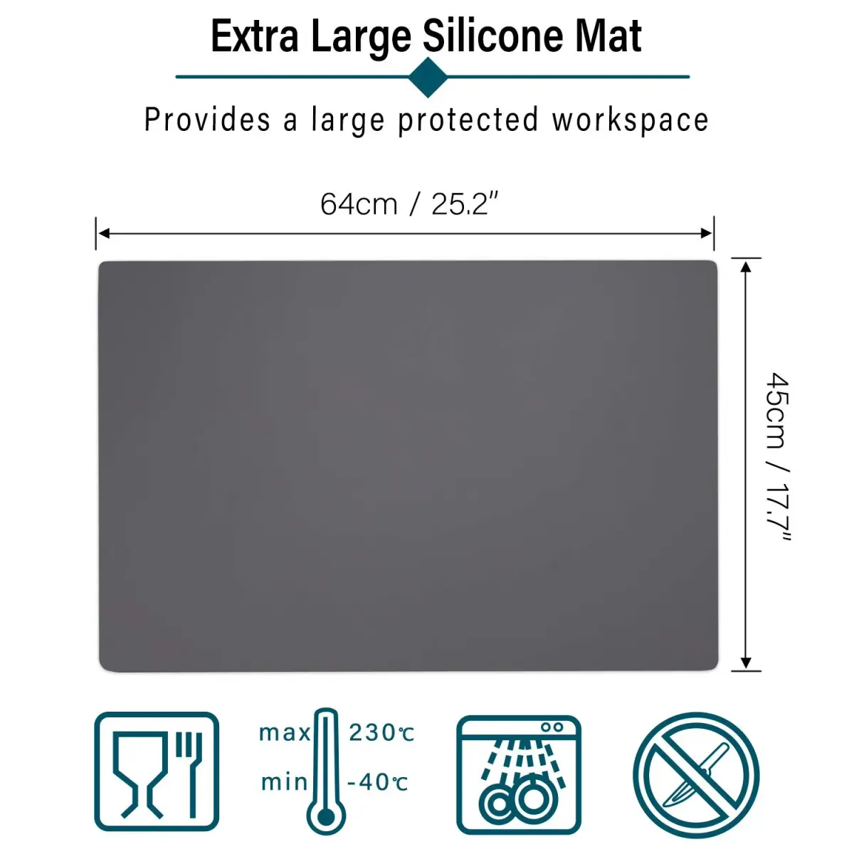 Gartful Silicone Mat 64x45cm (25.2" x 17.7") | Large Craft Sheet & Countertop Protector - view 2