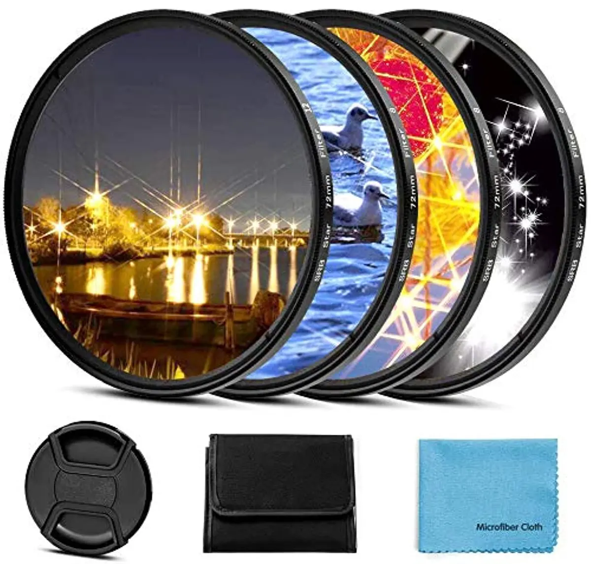 Sedremm 82mm Star Filter Kit (4, 6, 8, 12 Points) with Lens Cap & Pouch | Multi-Coated Optics - main product image