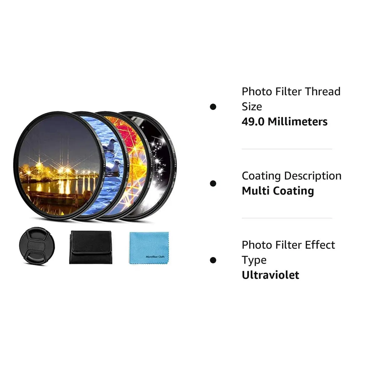 Sedremm 49mm Star Filter Set | 4/6/8/12 Points Night Photography Effect with Centre Pinch Cap - view 6