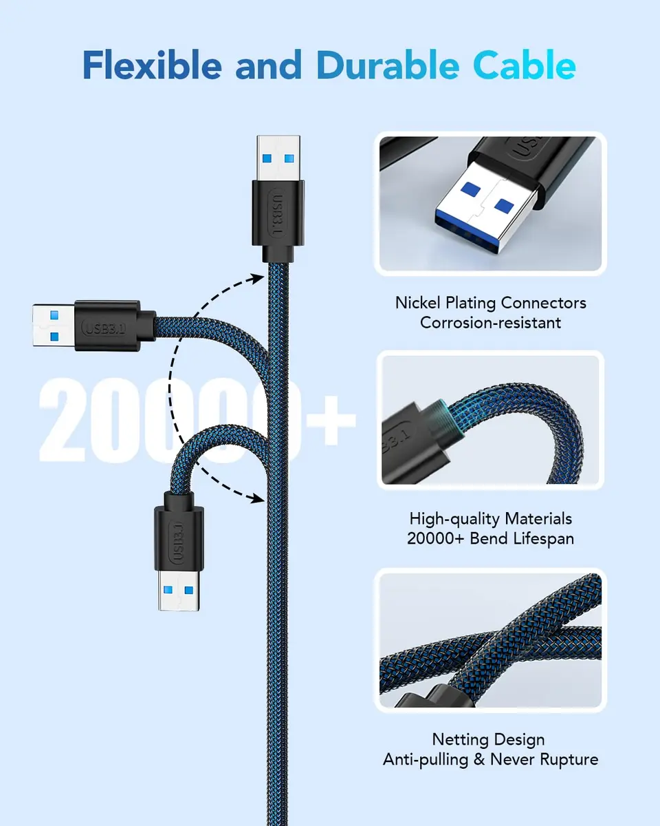 ANDTOBO USB 3.0 A to A Cable 3.3 FT | High-Speed Data & Charging (70-120 chars) - view 7