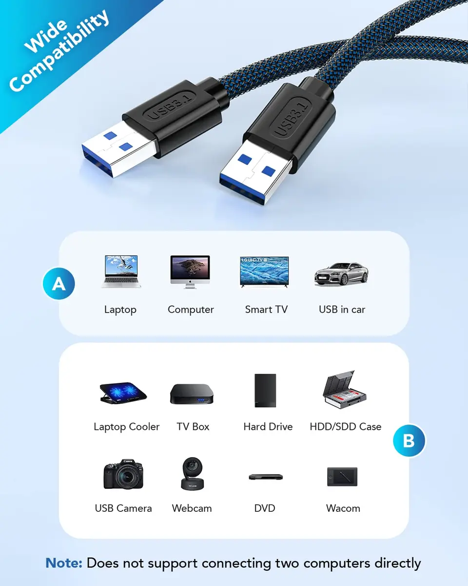 ANDTOBO USB 3.0 A to A Cable 3.3 FT | High-Speed Data & Charging (70-120 chars) - view 4
