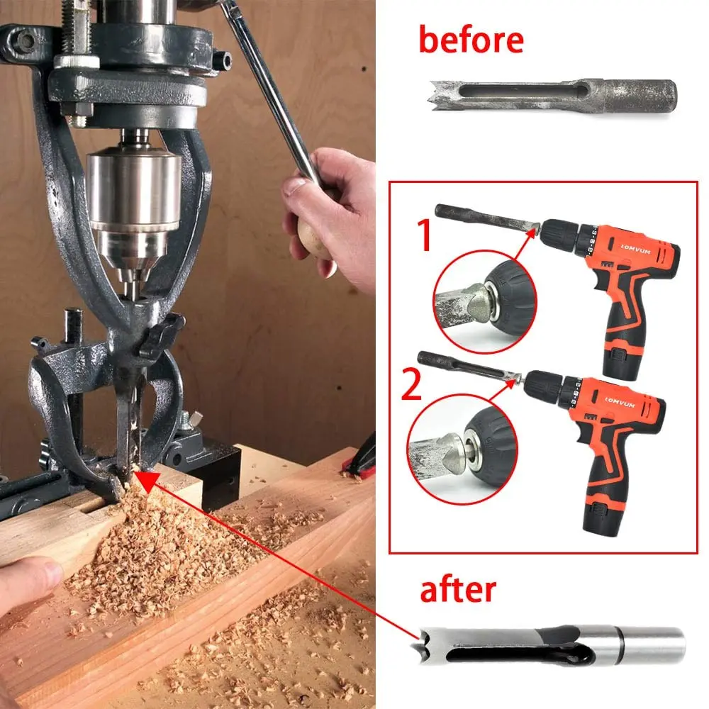 scottchen PRO Woodworking Square Hole Drill Bit Sharpener 3/4" x 7/8" | Up to 1/2" Bit, Grit #220/600, Durable Steel - view 6