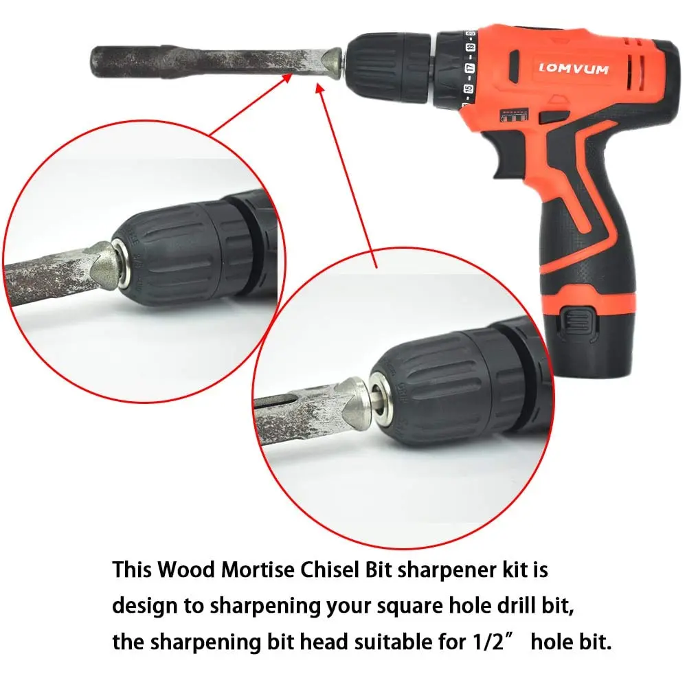 scottchen PRO Woodworking Square Hole Drill Bit Sharpener 3/4" x 7/8" | Up to 1/2" Bit, Grit #220/600, Durable Steel - view 4
