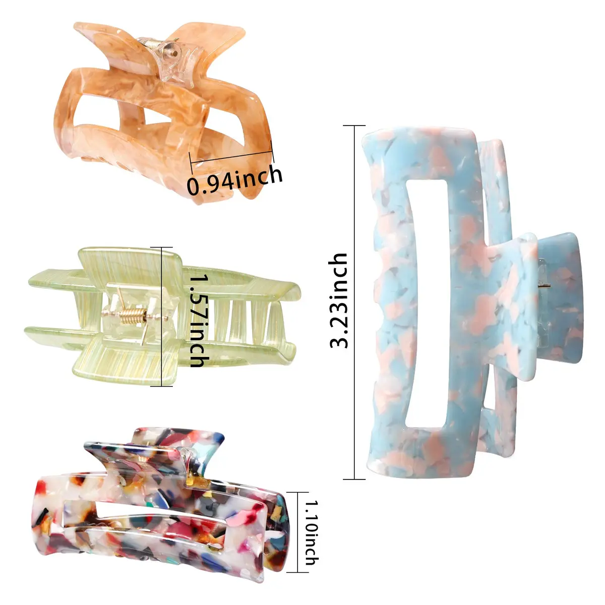 Magicsky Hair Claw Clips for Women Thick & Thin Hair | Elegant 4-Pack, Acrylic & Alloy, 3.4 x 0.9 x 1.6 inches - view 6