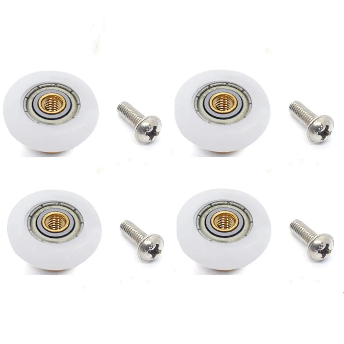 XUKEKOY Shower Door Rollers 19mm x 5mm | Set of 4 Replacement Wheels with Screws - main product image