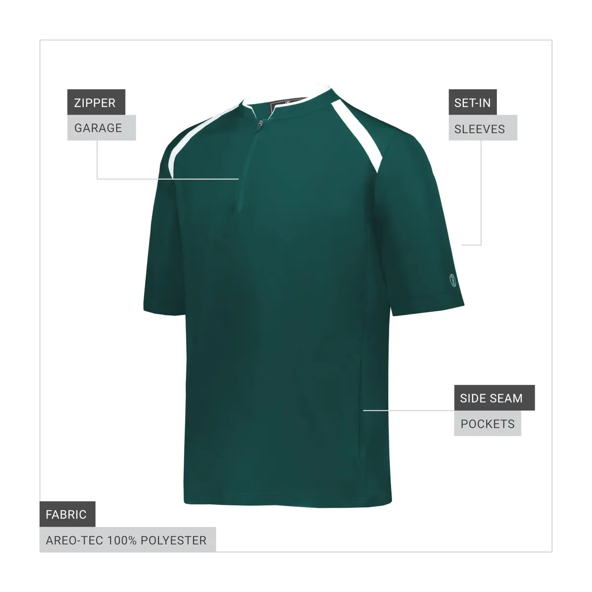 Holloway Mens Clubhouse Short Sleeve Pullover Cage Jacket, Dark Green/White 2XL | Ultimate Athletic Performance Wear for Maximum Mobility - view 4