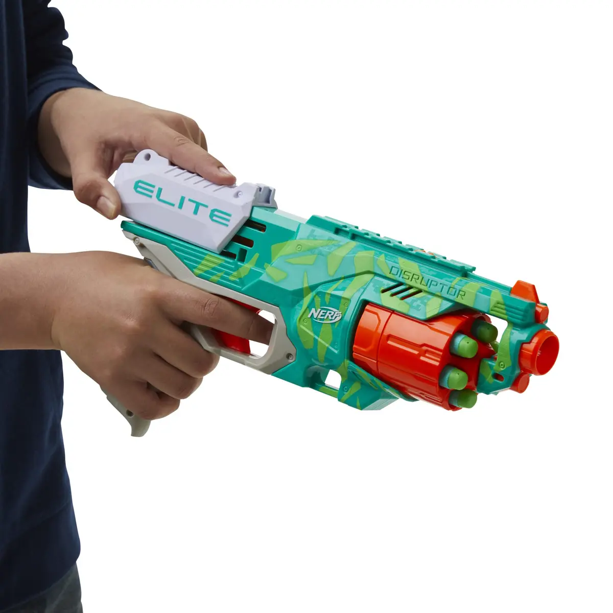 Nerf Elite Disruptor Blaster Dynamic Green 6-Dart Rotating Drum | Slam Fire Action - view 4