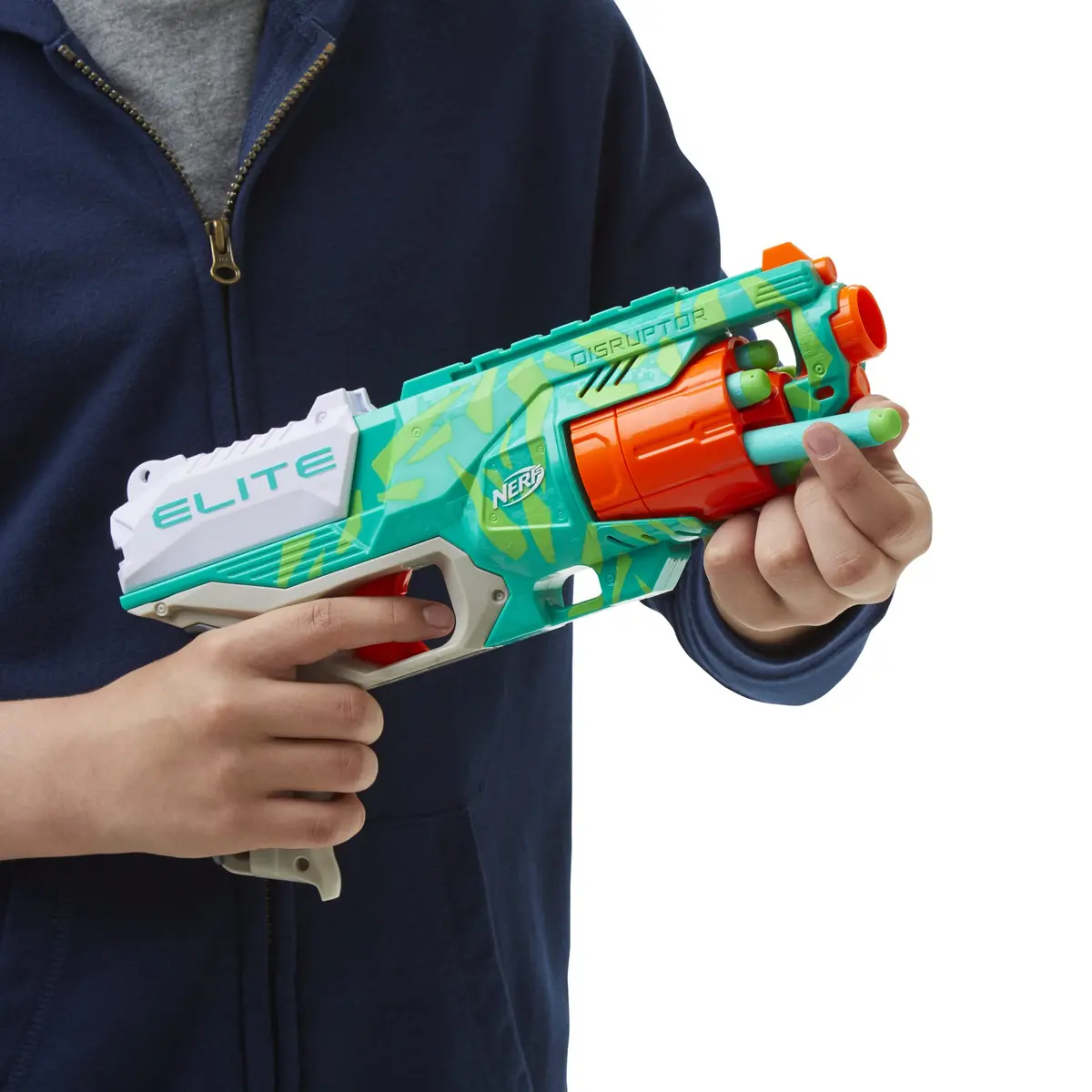 Nerf Elite Disruptor Blaster Dynamic Green 6-Dart Rotating Drum | Slam Fire Action - view 3