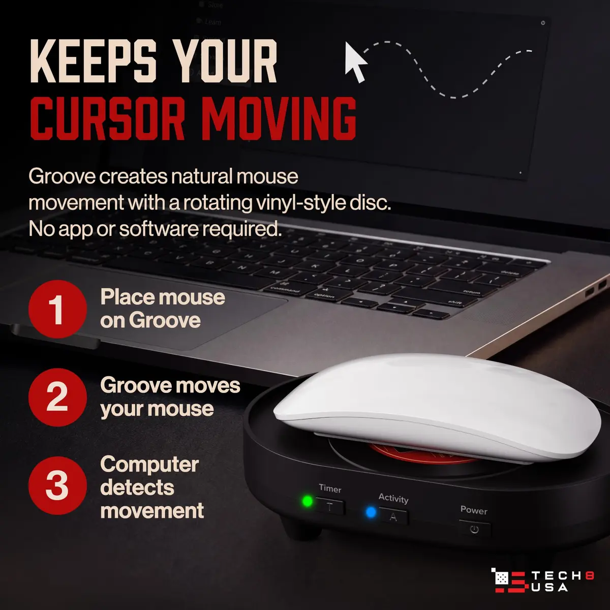 TECH8 USA Mega Disc Mouse Mover Jiggler with Timer, Undetectable USB Device | Keeps Computer Active - view 8