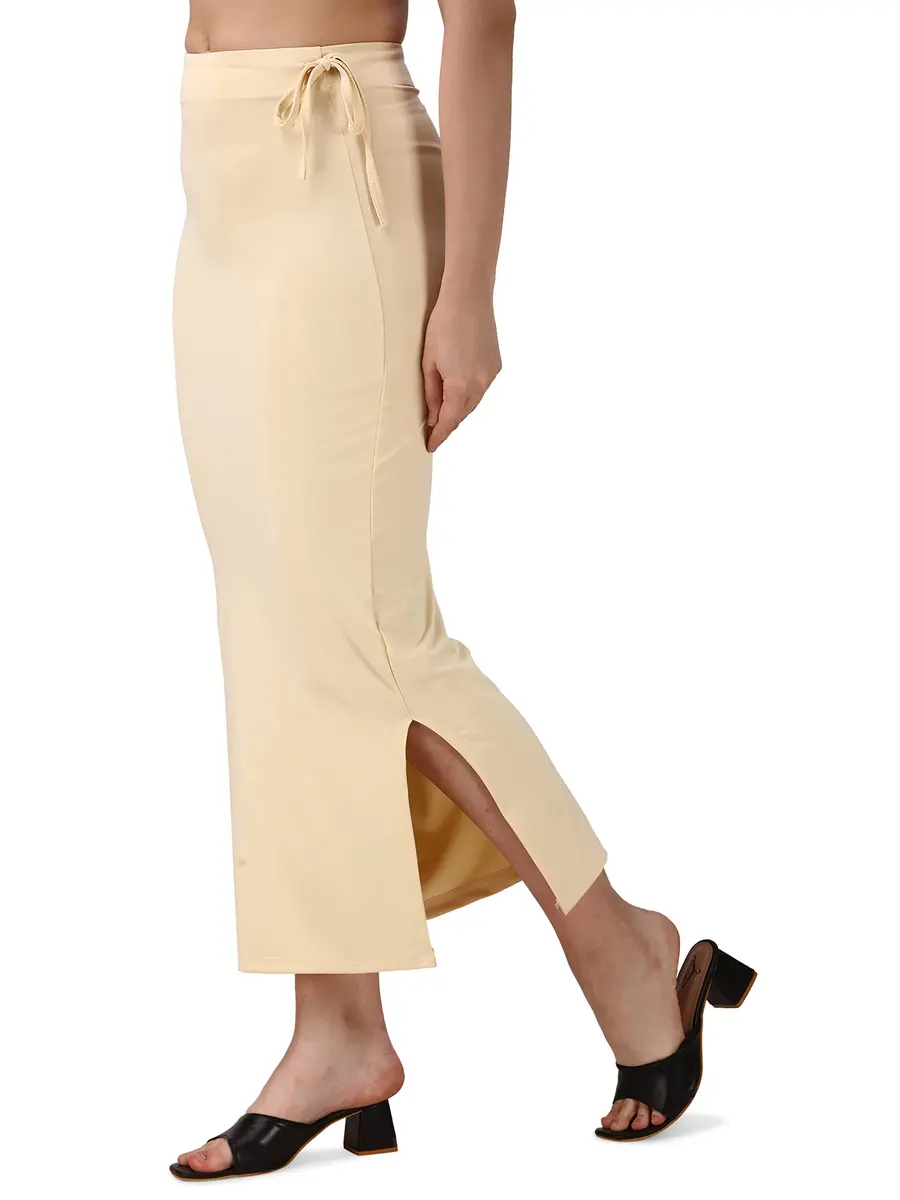 Mehrang Slimfit Saree Shapewear Skirt Beige Medium | Fish Cut Mermaid Fit with Side Slit for Easy Movement - view 2