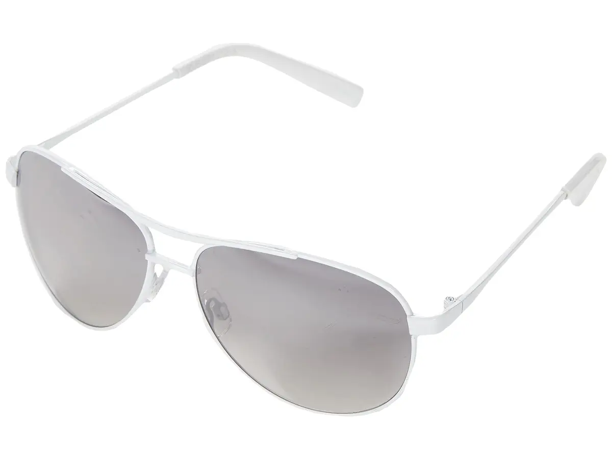 Jessica Simpson 60 mm Stylish UV Protective Metal Aviator Sunglasses White Frame/Silver Mirrored Lens One Size - main product image