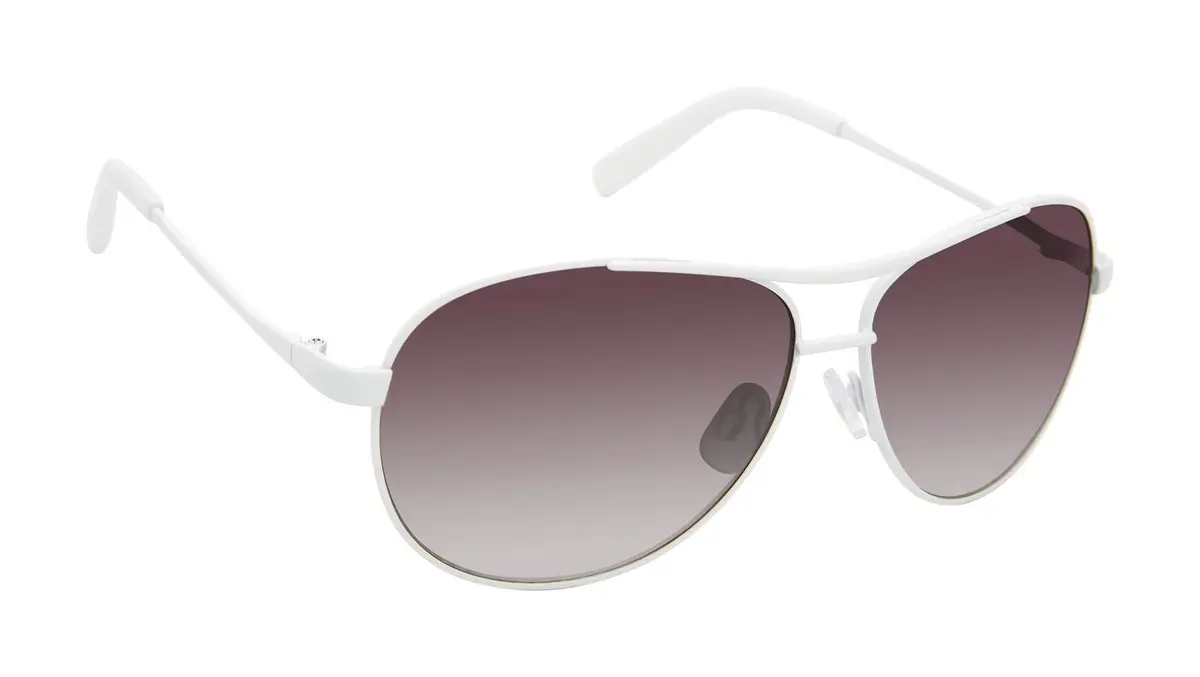 Jessica Simpson 60 mm Stylish UV Protective Metal Aviator Sunglasses White Frame/Silver Mirrored Lens One Size - view 2