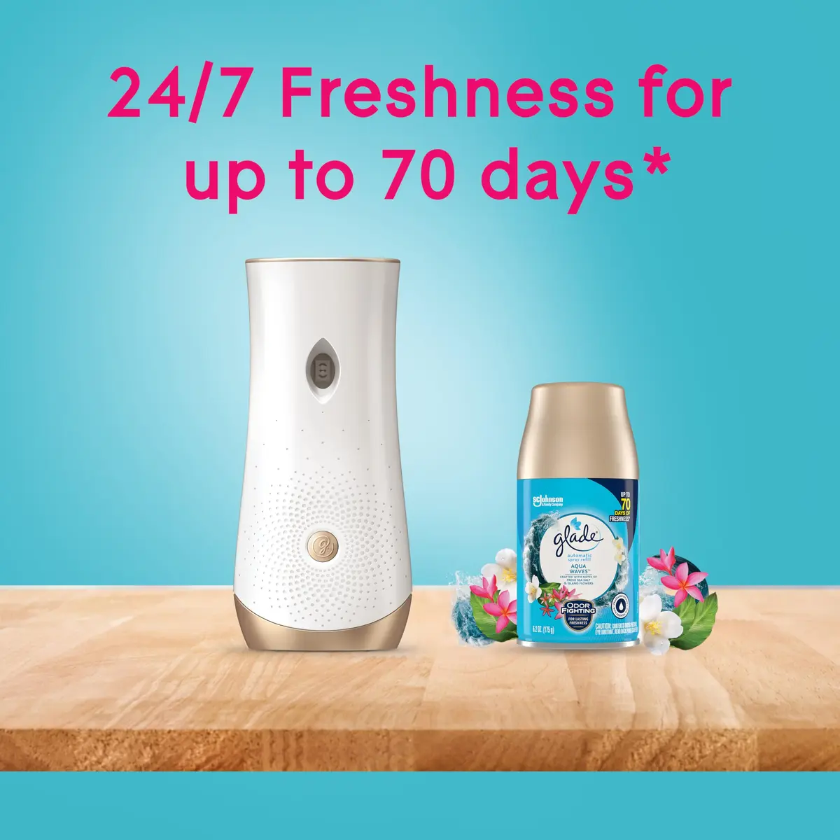 Glade Automatic Spray Air Freshener Refill, Aqua Waves, 3 Count | 18.6 fl oz (555 ml) | Timed Fragrance Release - view 6