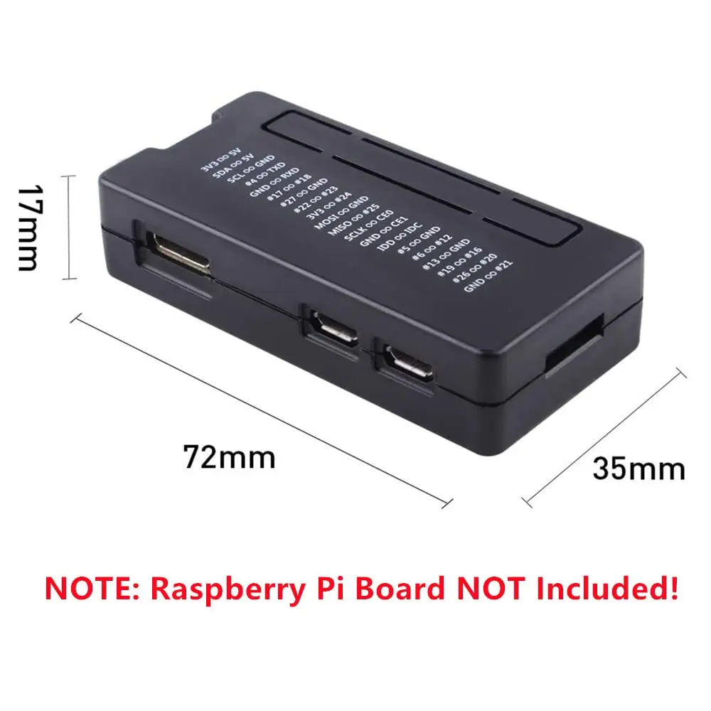GeeekPi Raspberry Pi Zero 2 W Case/Zero W Case 7-in-1 Starter Kit with GPIO Header, OTG, HDMI Adapter & Screwdriver | Black Acrylic - view 4