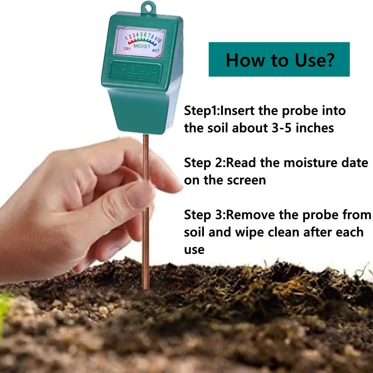 Hathdia Soil Moisture Meter Green | 25.9 cm (10.2 inch) Probe Length - view 2