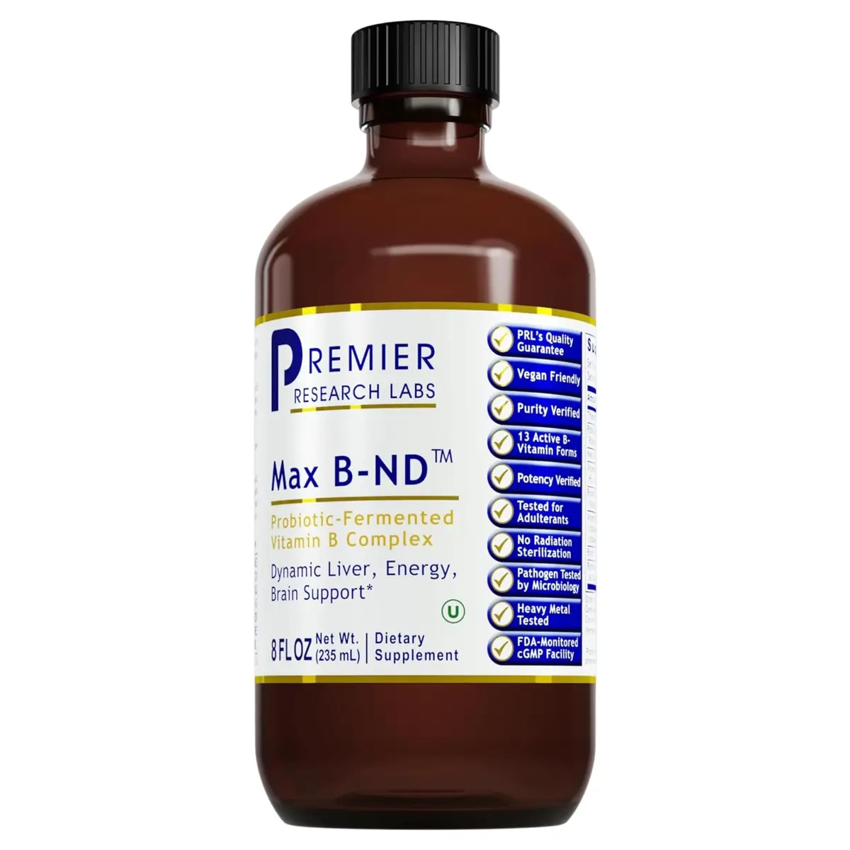 Premier Research Labs Max B-ND Liquid Vitamin B Complex 8 Fl Oz | Supports Liver & Brain Health - main product image