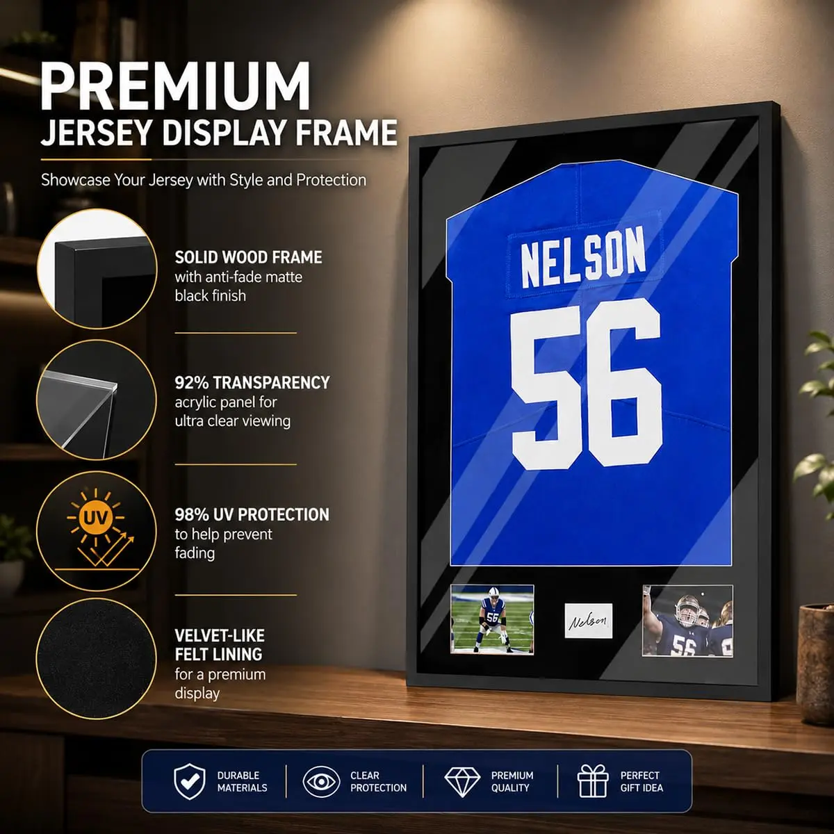 Snail Jersey Display Case 32"x24" | Elegant Wall Mount for Sports Memorabilia with UV & Dust Protection - view 2