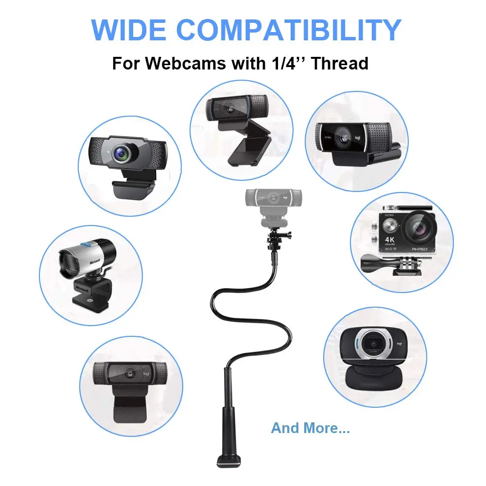 JCWINY 30 Inch Webcam Stand Camera Mount | Flexible Gooseneck Desk Clamp for Logitech Webcams 4K Brio - view 5
