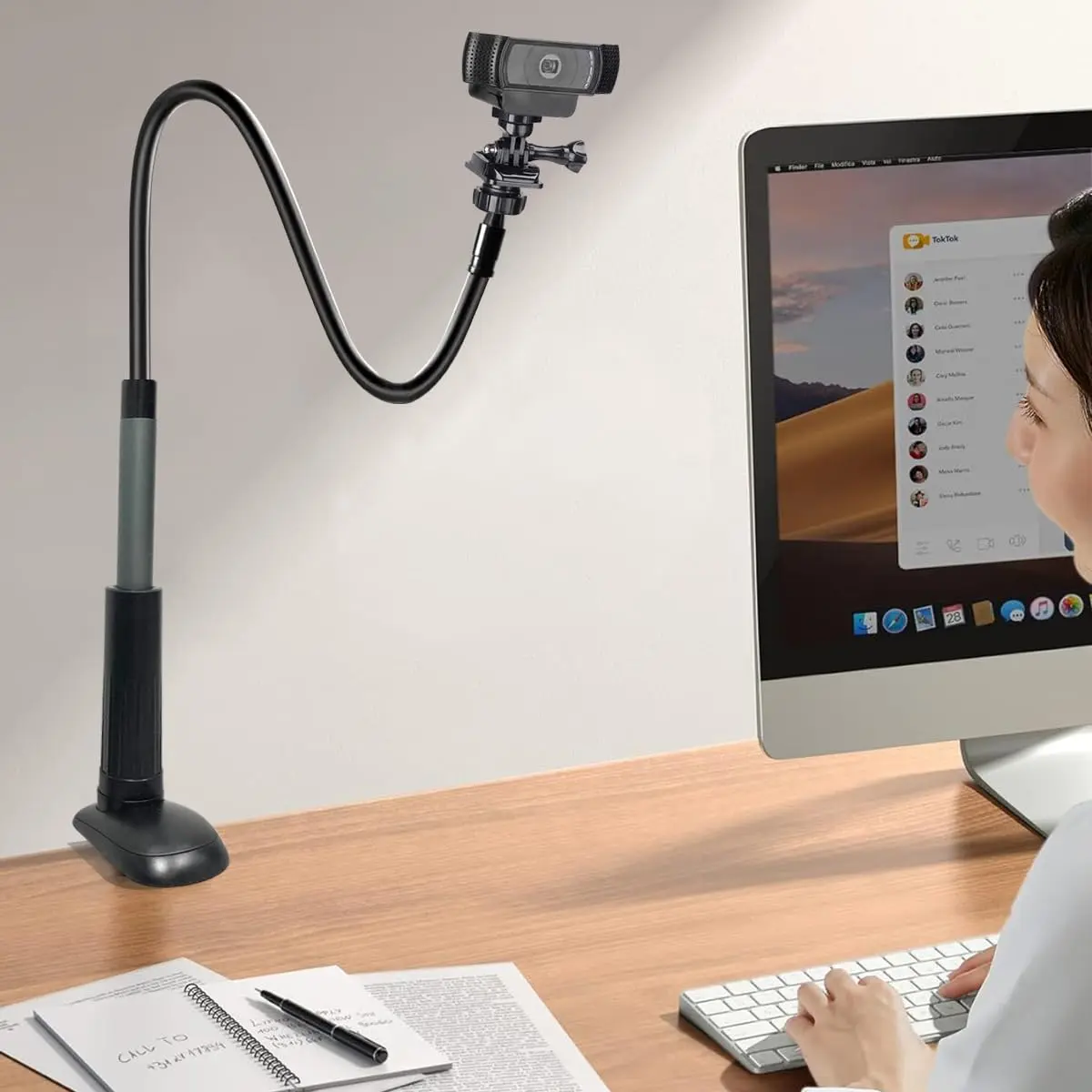 JCWINY 30 Inch Webcam Stand Camera Mount | Flexible Gooseneck Desk Clamp for Logitech Webcams 4K Brio - view 3