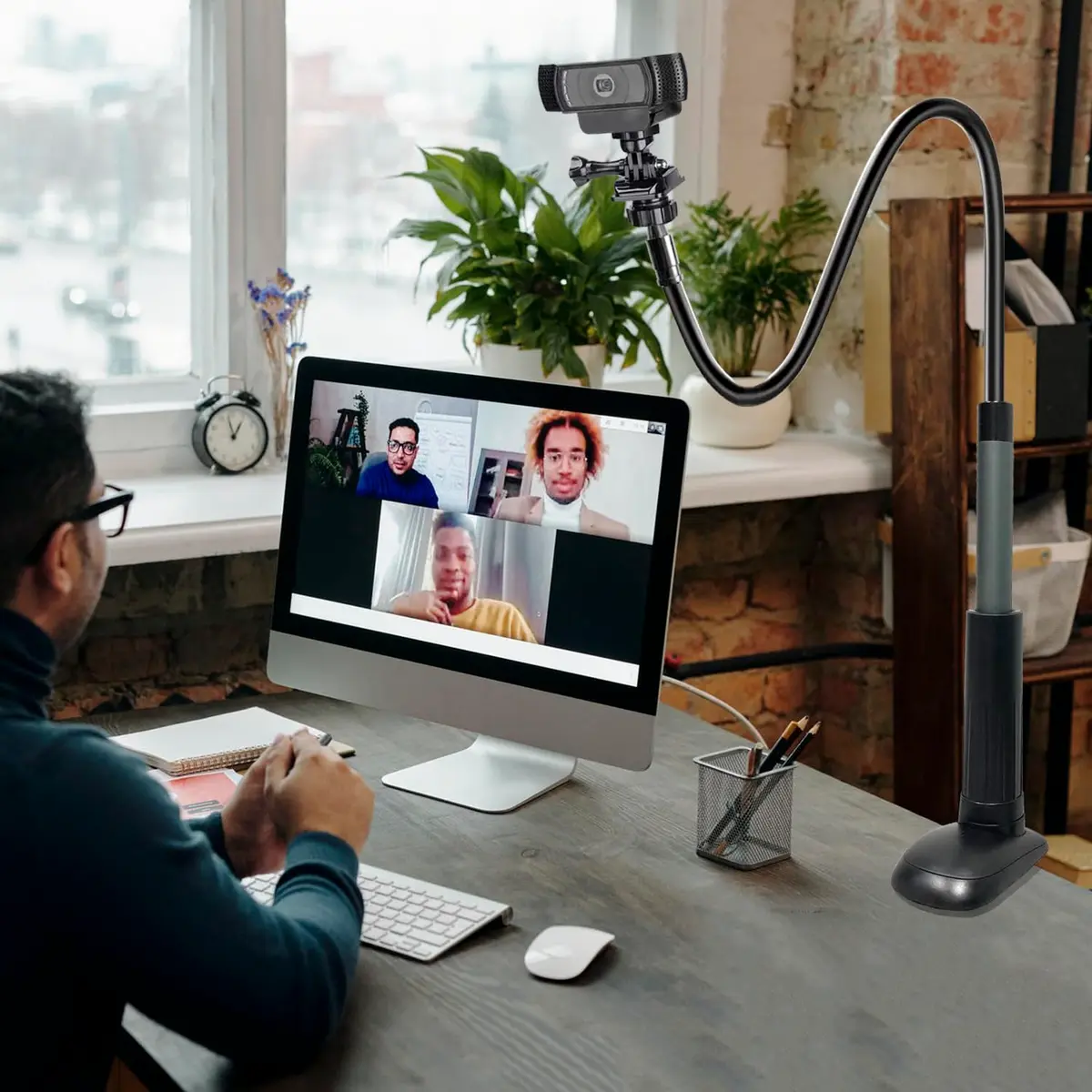JCWINY 30 Inch Webcam Stand Camera Mount | Flexible Gooseneck Desk Clamp for Logitech Webcams 4K Brio - view 4