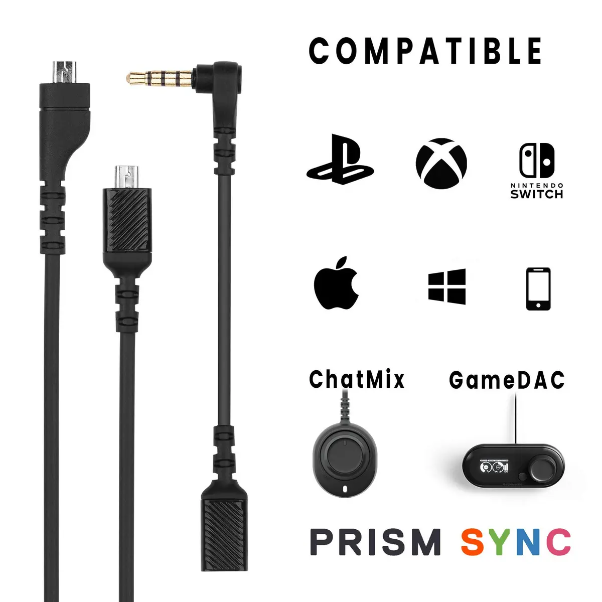 weishan 1.5m (5 ft) TPE Aux Cable with 3.5mm TRRS Adapter for SteelSeries Arctis 3/5/7 Pro, Pro + GameDac | Gold-Plated Plug for Clear Audio - view 6