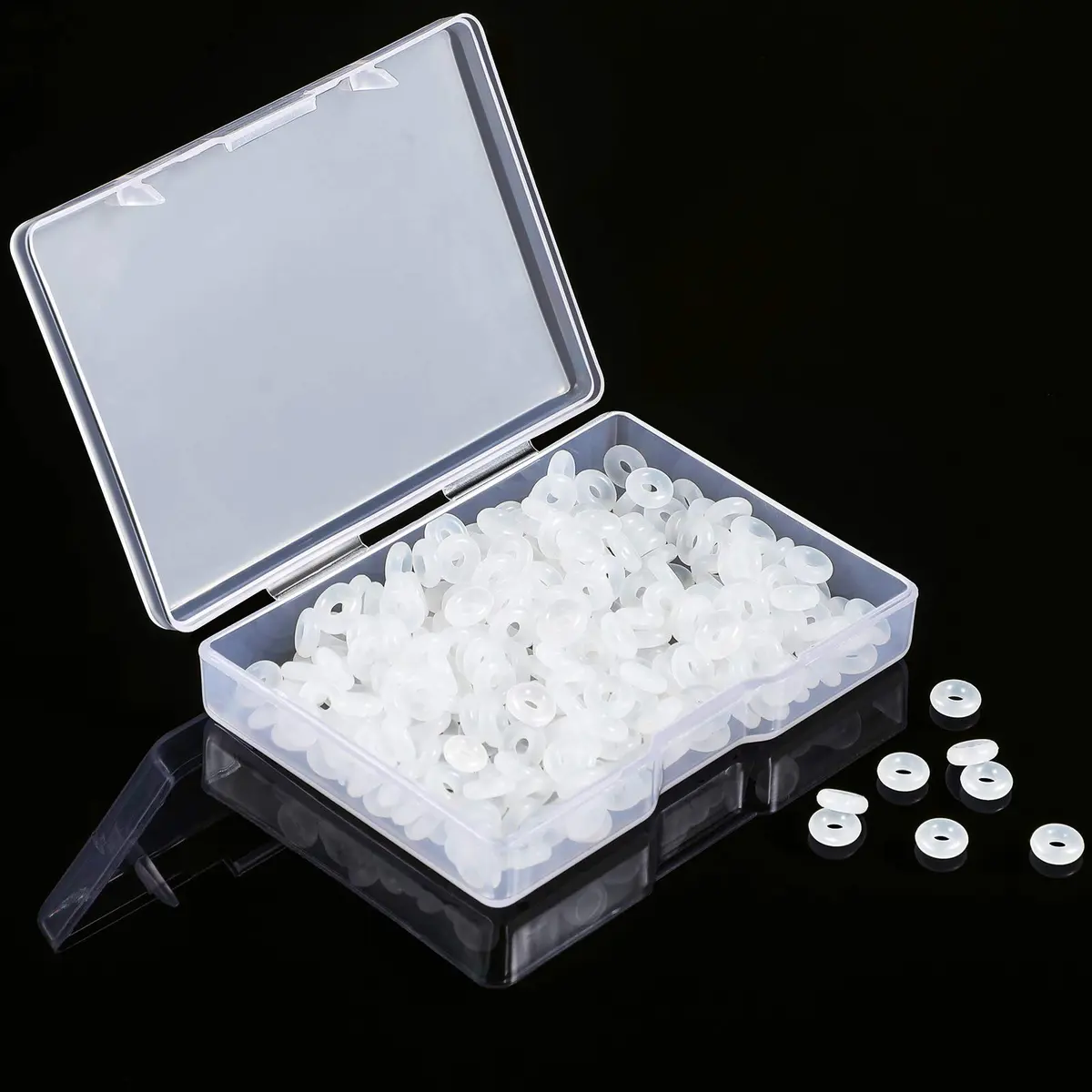 Zonon Clear Silicone Rubber Stopper Rings 6mm Outer Diameter (300 Pcs) | Secure Jewelry Spacers for DIY Crafts - main product image