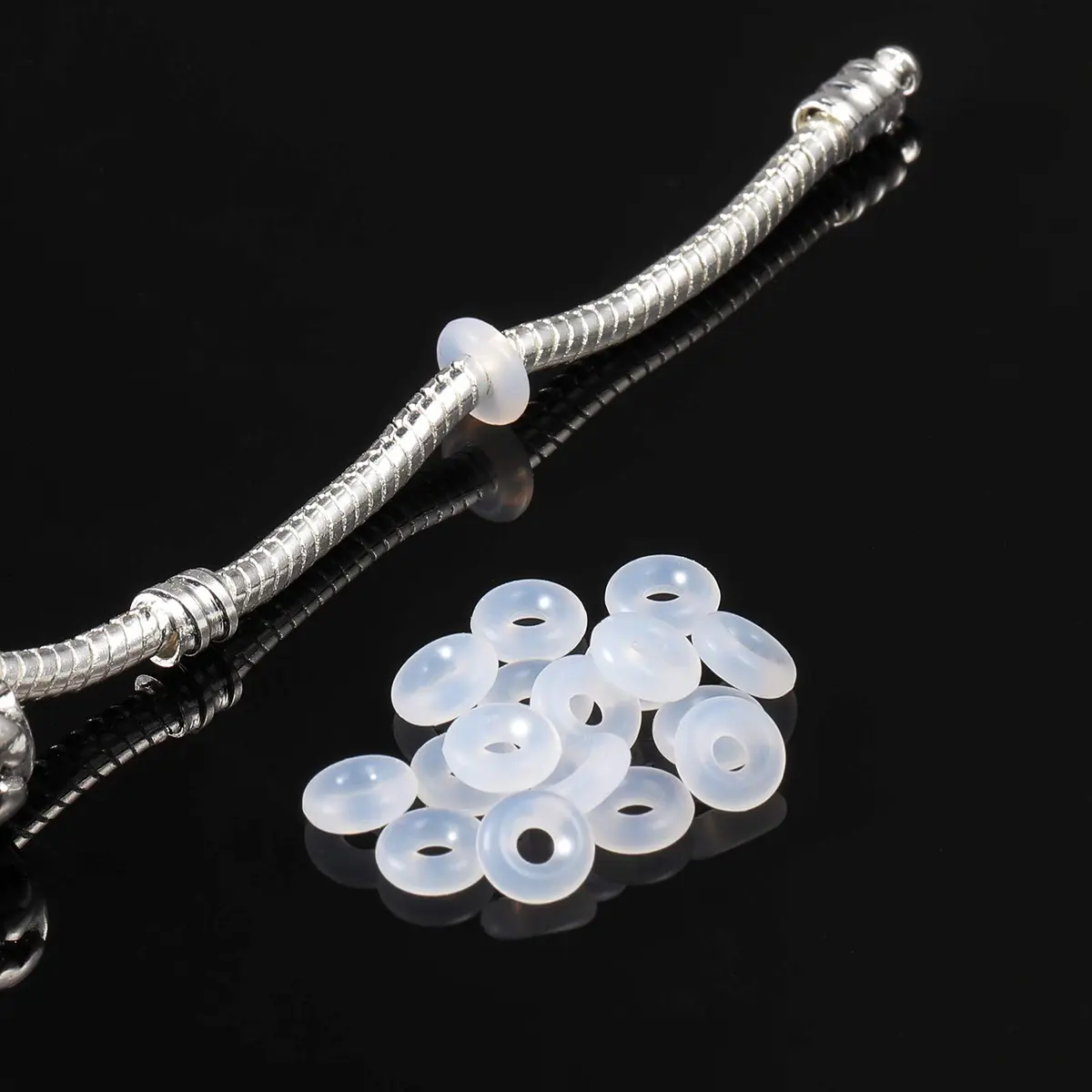 Zonon Clear Silicone Rubber Stopper Rings 6mm Outer Diameter (300 Pcs) | Secure Jewelry Spacers for DIY Crafts - view 3