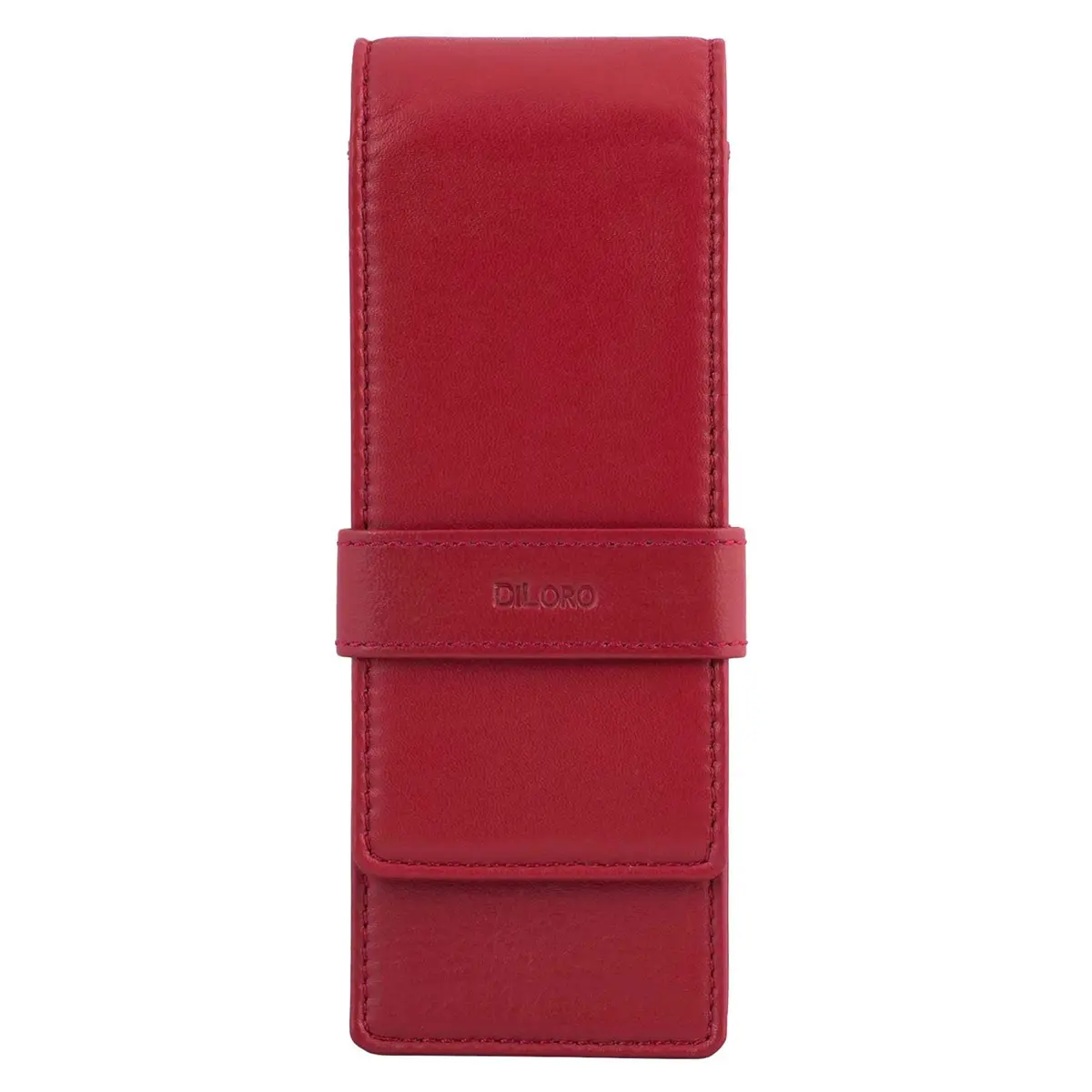 DiLoro Leather Triple Pen Case Pencil Pouch Holder for Three Fountain Ballpoint Rollerball Pens and Pencils (Red) | Elegant Leather Organizer - main product image