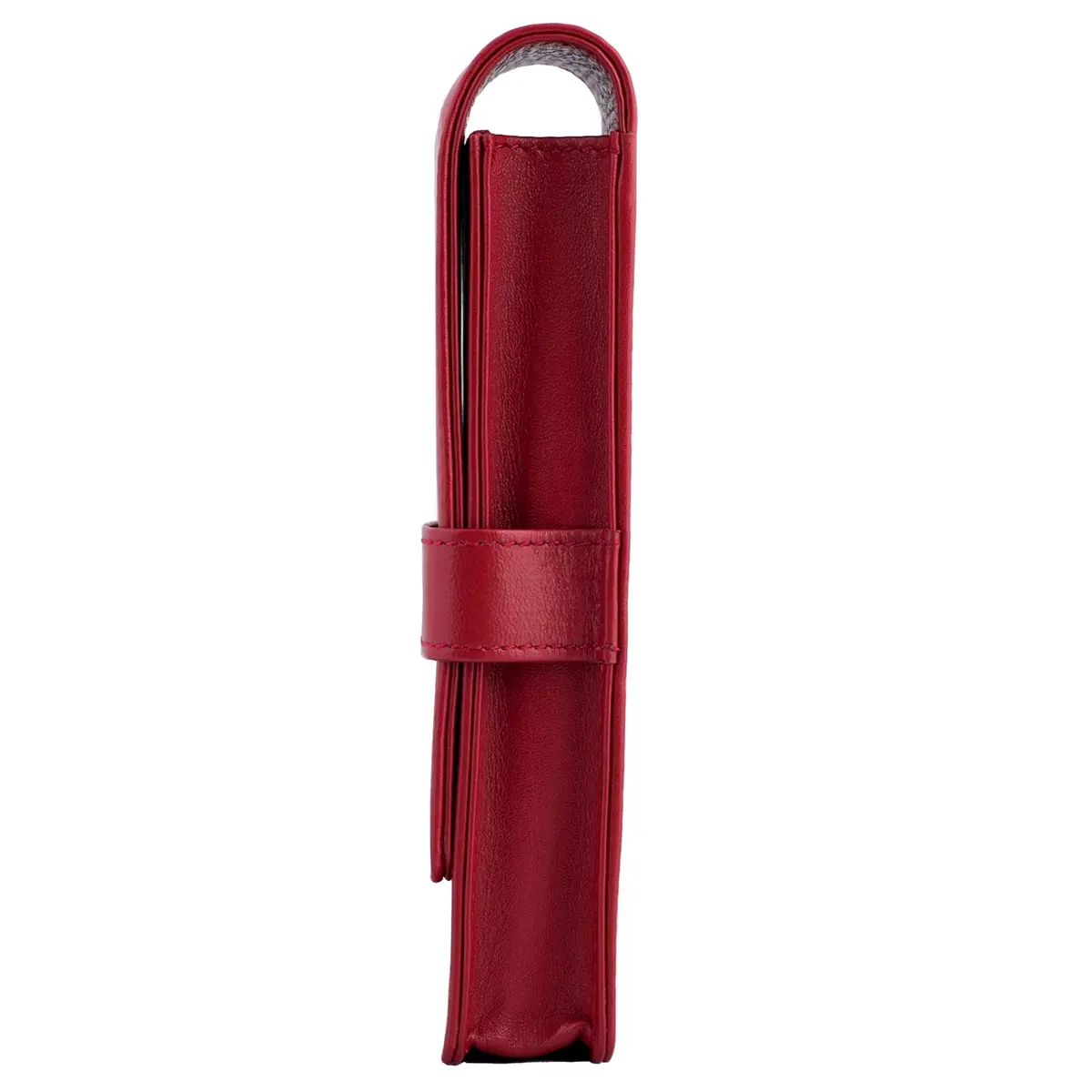 DiLoro Leather Triple Pen Case Pencil Pouch Holder for Three Fountain Ballpoint Rollerball Pens and Pencils (Red) | Elegant Leather Organizer - view 3