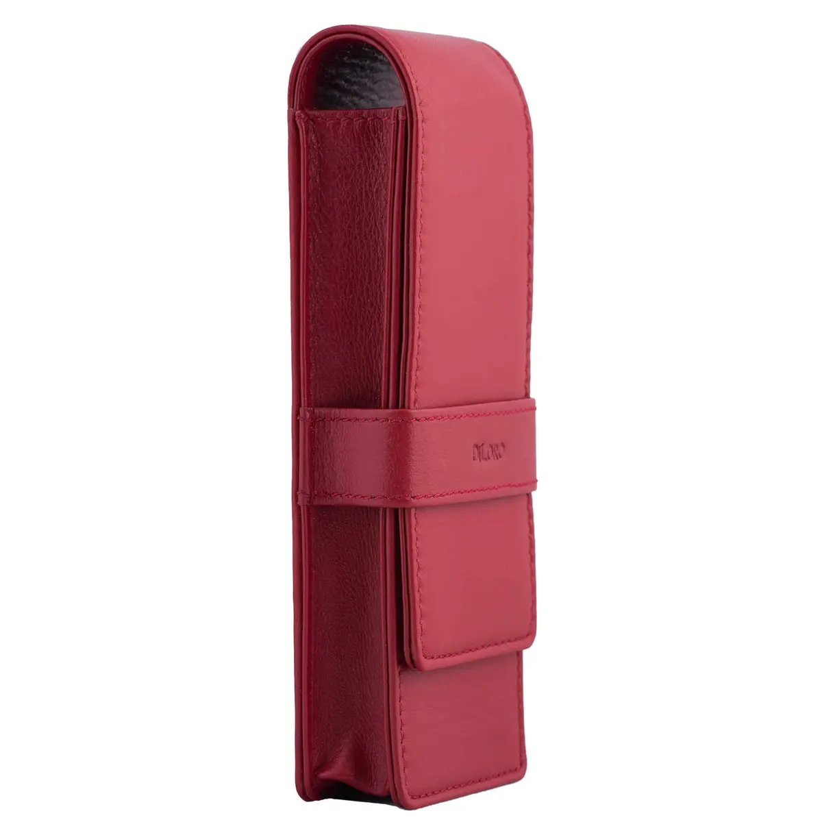 DiLoro Leather Triple Pen Case Pencil Pouch Holder for Three Fountain Ballpoint Rollerball Pens and Pencils (Red) | Elegant Leather Organizer - view 4