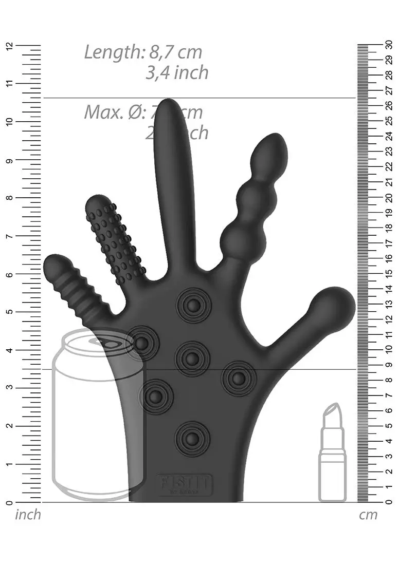 FISTIT Shots Fist It Stimulation Glove Black | Sensory & Vaginal Anal Pleasure (100 words) - view 4